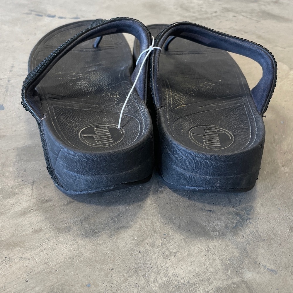 FitFlop Black Thong Shimmer Sparkle sandals womens size 6 - Picture 3 of 5